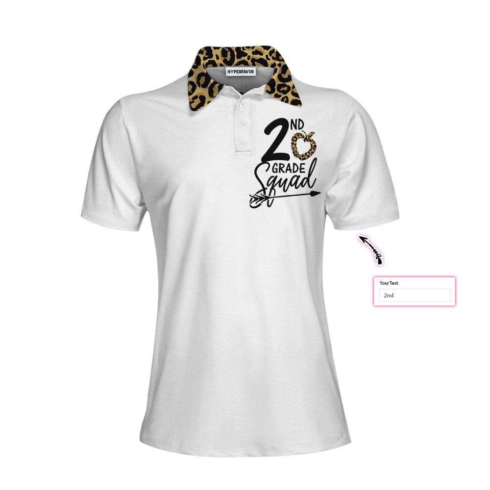 Personalized Squad Team Leopard Custom Short Sleeve Women Polo Shirt, Personalized Polo Shirt Gift For Ladies, Gift For Women