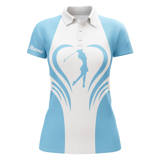 Custom Name 3d Womens Love Golf Multi-color Golf Polo Shirts, Personalized Golf Gifts For Women