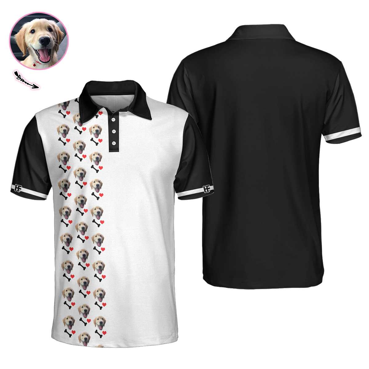 Dog Heart And Bone Custom Polo Shirt, Personalized Dog Polo Shirt, Gift For Dog Lovers, Polo Shirt Gift For Men