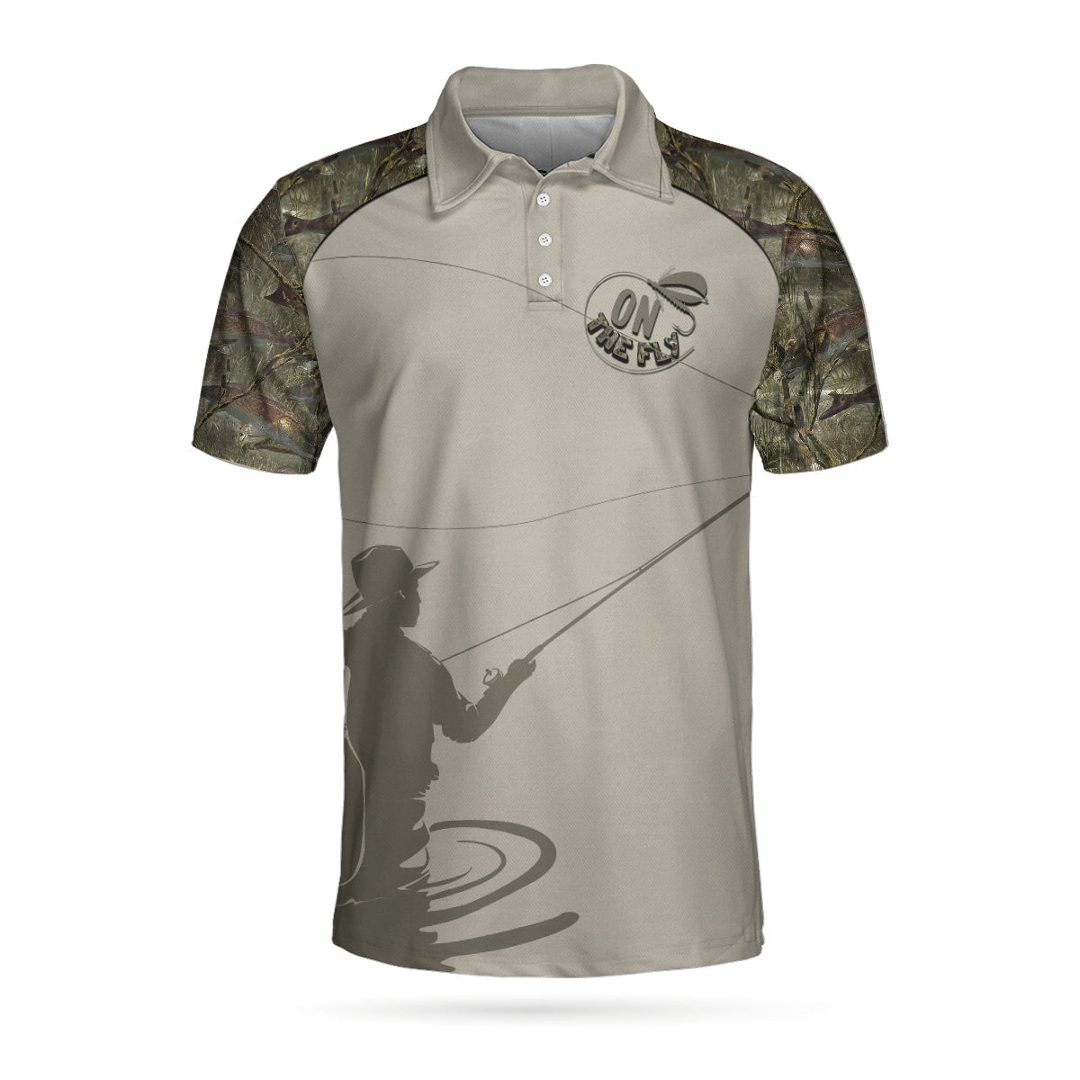 Fly Fishing On The Fly Flies Patent Men Polo Shirt, Fly Hook Camouflage Polo Shirt, Camo Fishing Shirt For Men, Gift For Fishing Lovers