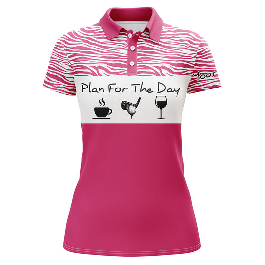 Funny Womens Golf Polo Shirt Plan For The Day Custom Name Golf Shirt, Womens Golf Gift Ideas