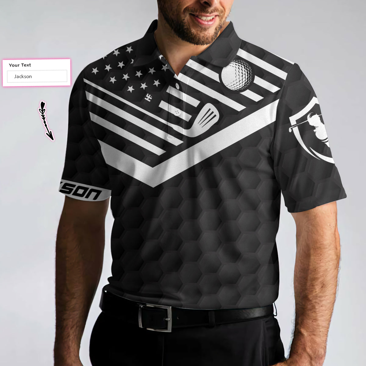 Personalized Golf Men Polo Shirt, Funny Golfing Custom Shirt For Men, If It Hit Left Black American Flag Polo Shirt