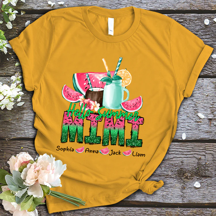 Mimi with Kids Custom Name T-shirt,  Mother's Day Shirt, Summer Mimi And Kids Personalized Shirt - Perfect Gift For Nana, Mimi, Grandma