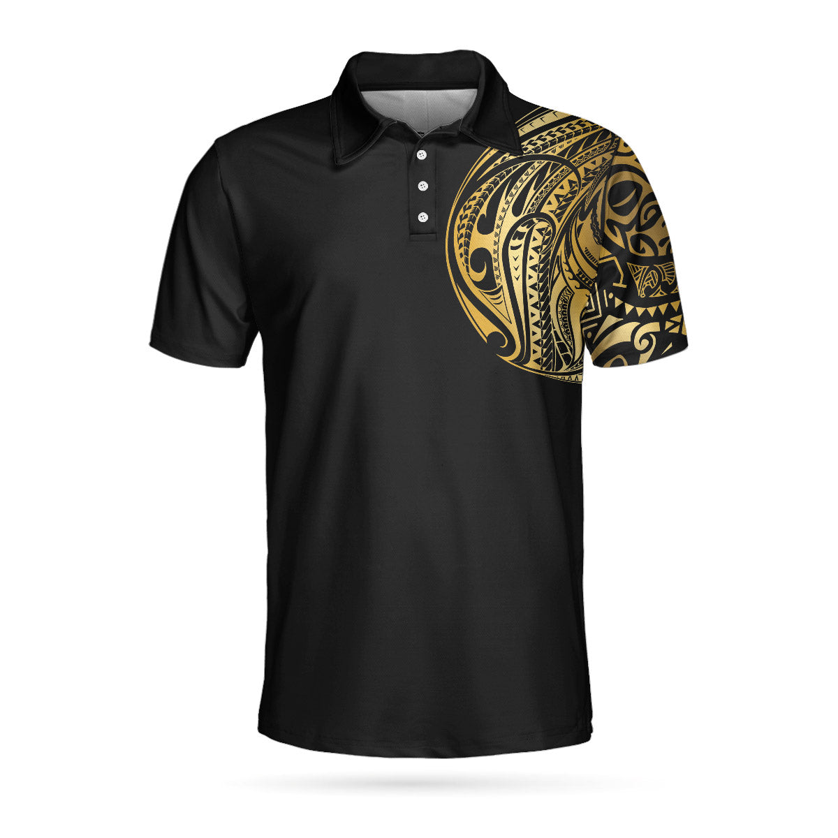 Golden Tattoo Golf Men Polo Shirt, Black And Gold Modern Greek Key Pattern Polo Shirt, Best Golf Shirt For Men, Gift For Golfers