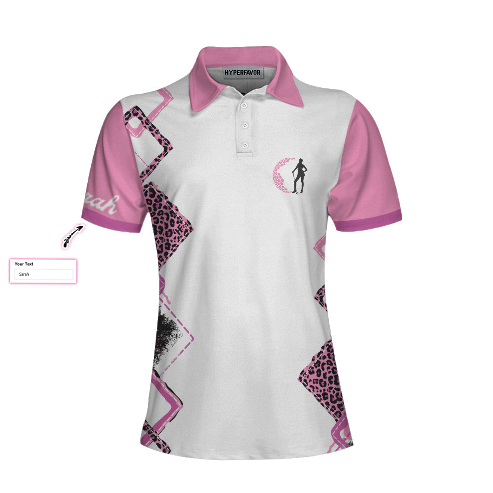 Personalized Leopard Pattern Women Polo Shirt, Golf Act Like A Lady Custom Women Short Sleeve Shirt With Sayings, Best Gift For Golfers
