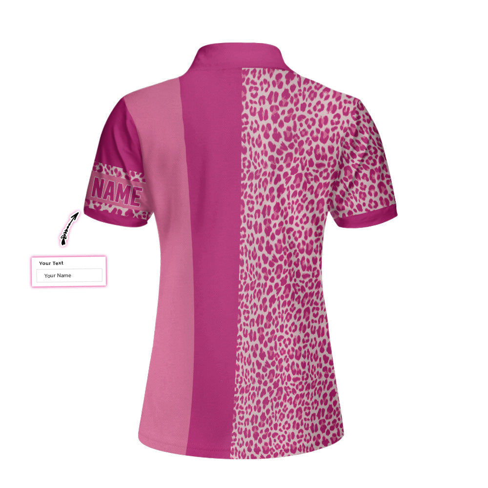 Personalized Pink Leopard Golfing Short Sleeve Women Polo Shirt, Golf Hair Don't Care Custom Shirt For Golfers, Unique Male Golf Gift