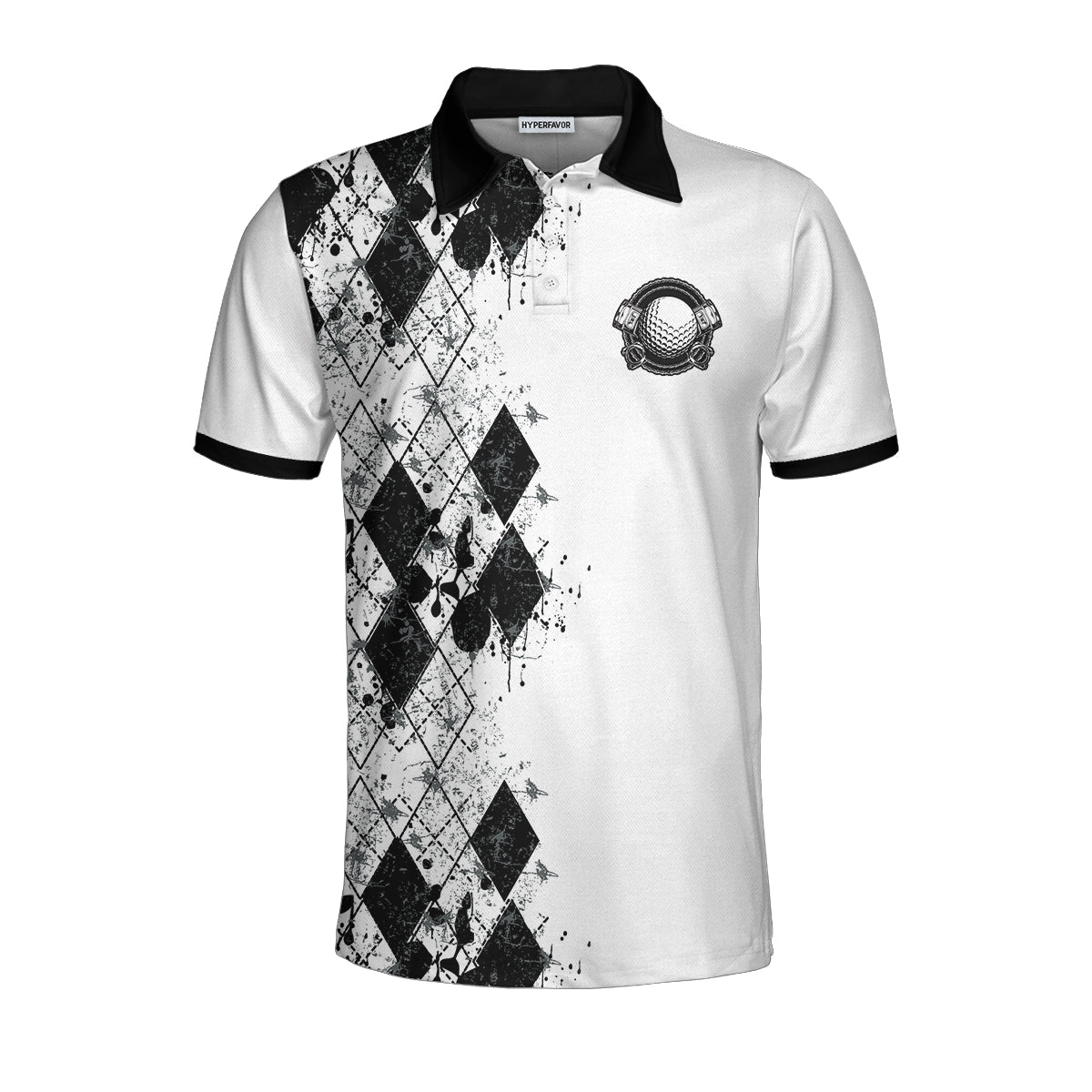 Golf I Like Motorcycles Polo Shirt, Black And White Argyle Pattern Polo Shirt, Best Golf Shirt For Golfers