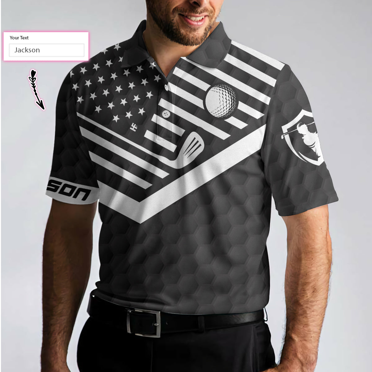 Personalized Funny American Flag Golf Ball Golf Clubs Men Polo Shirt, Golf Saved Me From Being A Pornstar Custom Shirt For Men