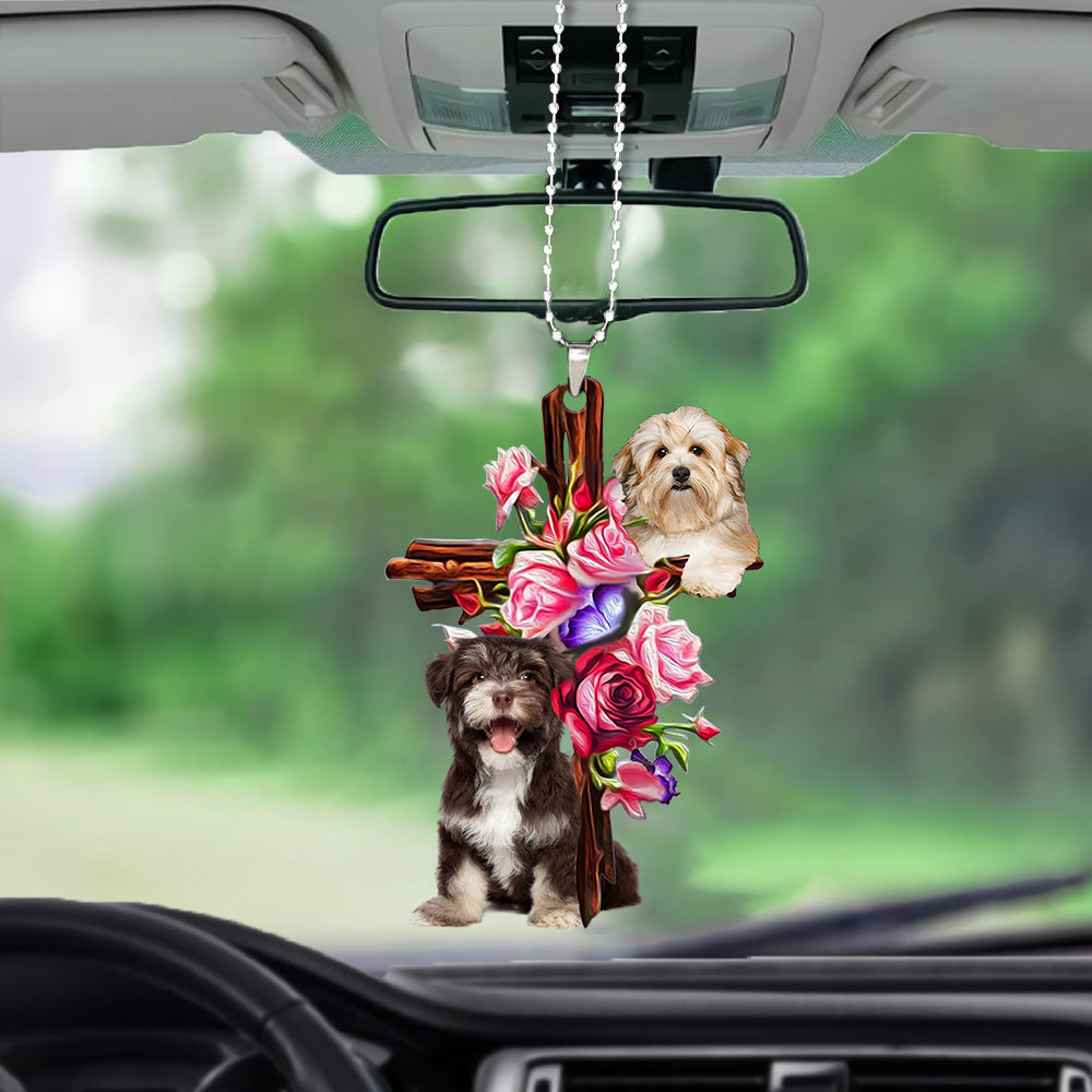 Havanese Roses and Jesus Ornament - Gift For Dog Lovers - Dog Car Hanging Ornament - Gift For Dog Mom, Dog Lover, Dog Owner