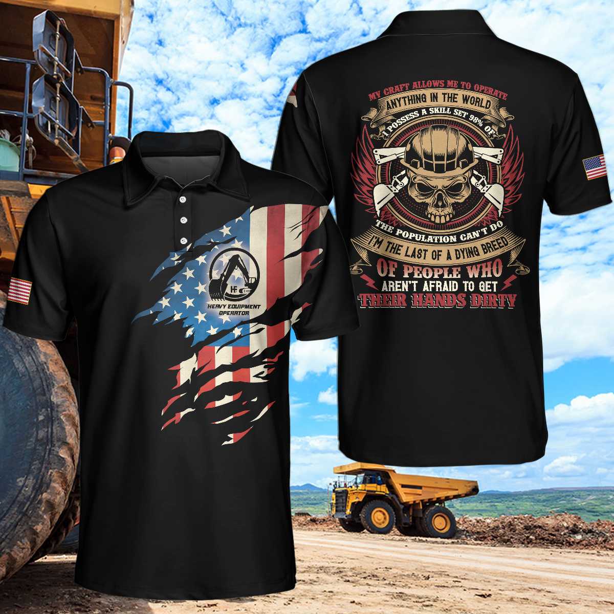 Skull Heavy Equipment Operator American Flag Men Polo Shirt, Heavy Equipment Operator My Craft Allows Me To Operate Anything Polo Shirt, Best Gift For Men