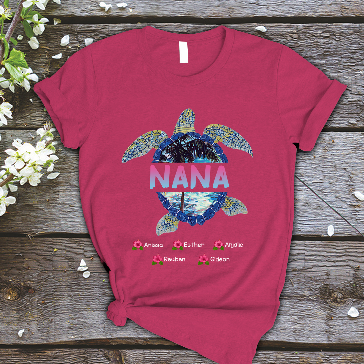 Nana and Kids Custom Name T-shirt, Nana Turtle,Turtle Lovers Gift for Mama Mother Grandma Personalized Shirt - Perfect Gift For Gigi, Nana, Mimi, Grandma