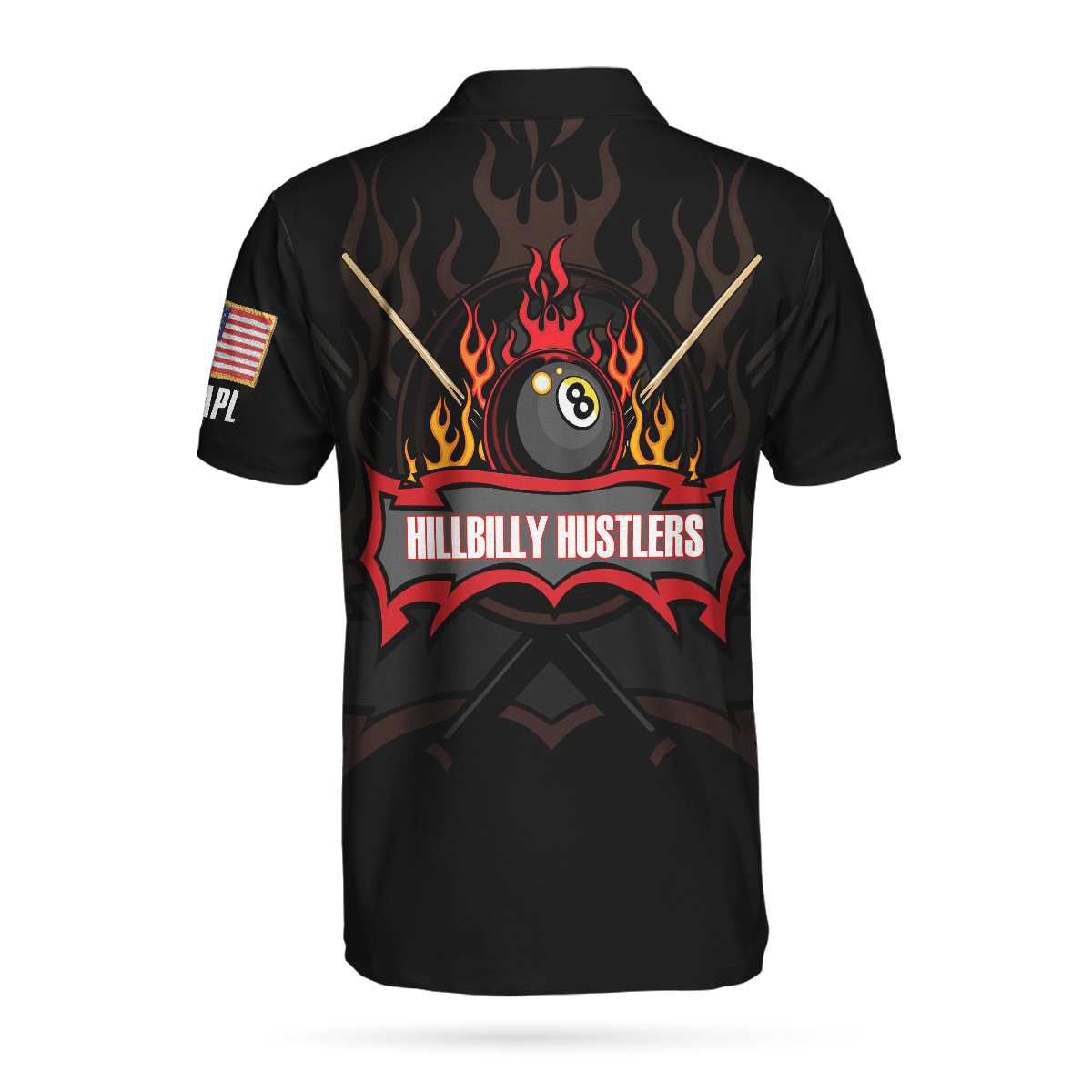 Personalized American Flag Skull Billiards Pool Men Polo Shirt, Hillbilly Hustlers Custom Polo Shirt, Best Gift For Billiards Lovers