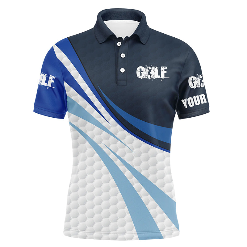 Golf Men Polo Shirt - Blue And White Golf Balls Custom Name Apparel - Personalized Gift For Golf Lover, Team, Golfer