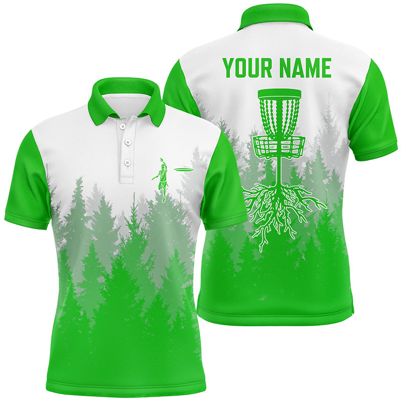 Disc Golf Men Polo Shirt - Disc Golf Basket Hole In The Woods Custom Name Multicolor Apparel - Personalized Gift For Disc Golf Lover, Men, Husband, Team