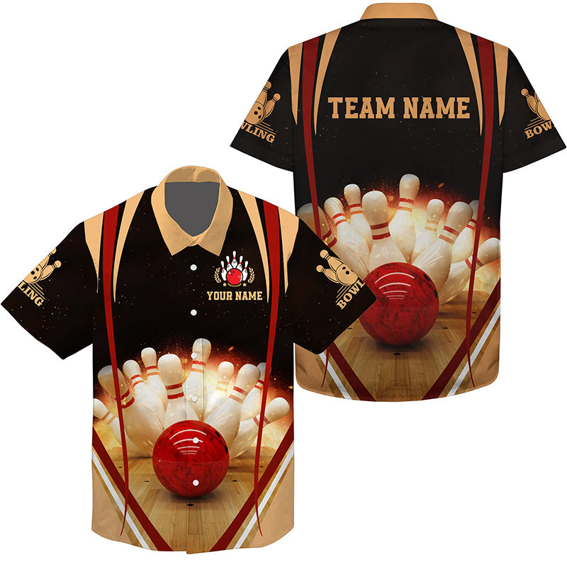 Personalized Bowling Hawaiian Shirts, Custom Name And Team Name Bowling Hawaiian Shirt, Bowling Team Shirt For Friends, Family, Team
