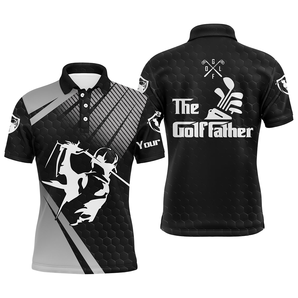Golf Men Polo Shirt - Custom Name Black Apparel - Personalized Gift For Golf Lover, Men, Husband, Team, Boyfriend - The Golf Father