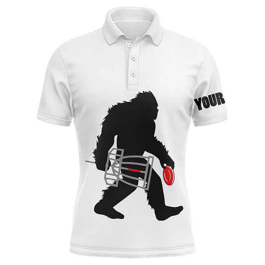 Bigfoot Disc Golf Men Polo Shirt - Funny Bigfoot Sasquatch Disc Golf Custom Name Black - Personalized Gift For Disc Golf Lover, Team