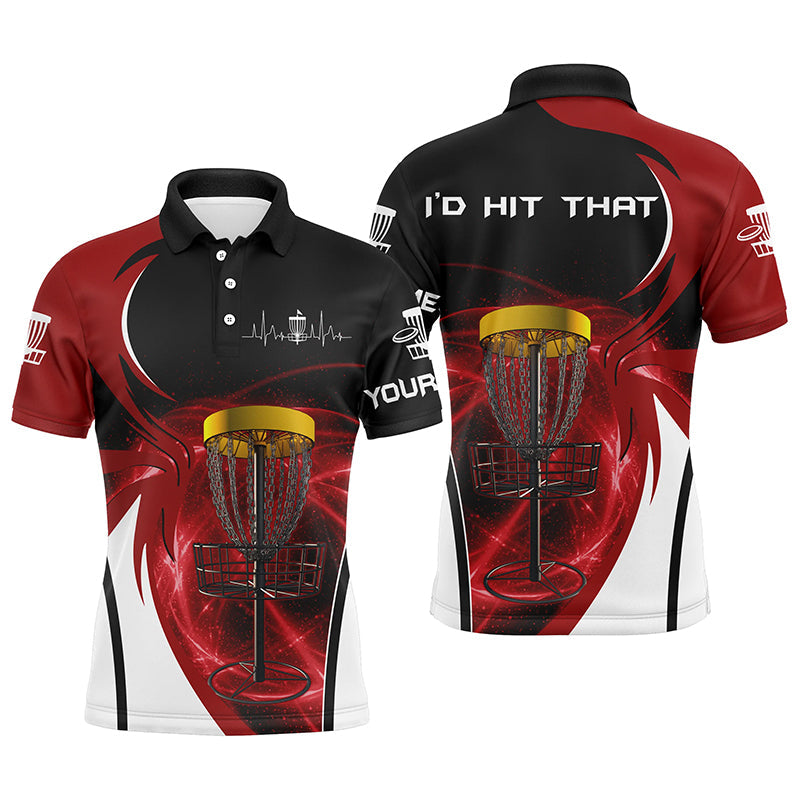 Disc Golf Men Polo Shirt - Custom Name Disc Golf Basket Apparel - Personalized Gift For Disc Golf Lover, Men, Husband, Team - I'd Hit That