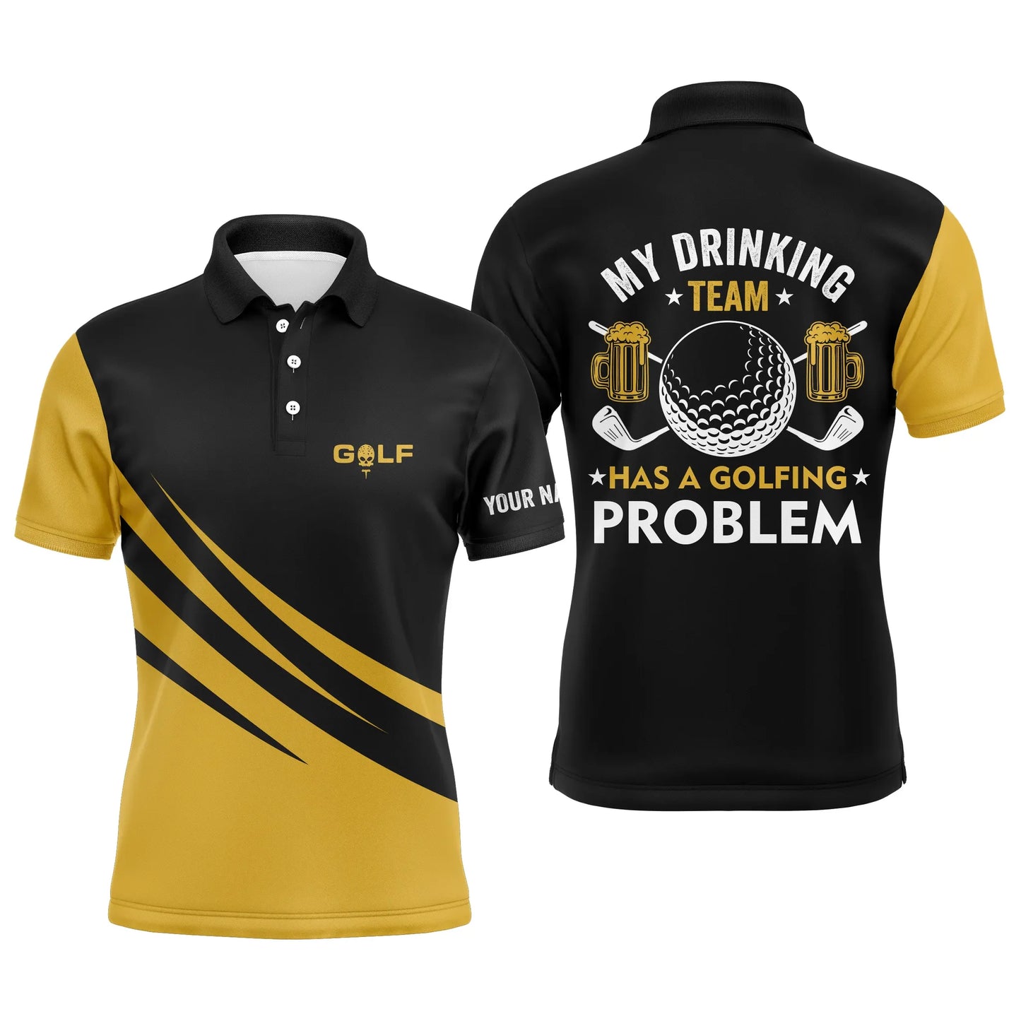 Beer Golf Men Polo Shirt - Golf Beer Team Custom Name Apparel - Personalized Gift For Golf Lover, Team - My Drinking Team Has A Golfing Problem