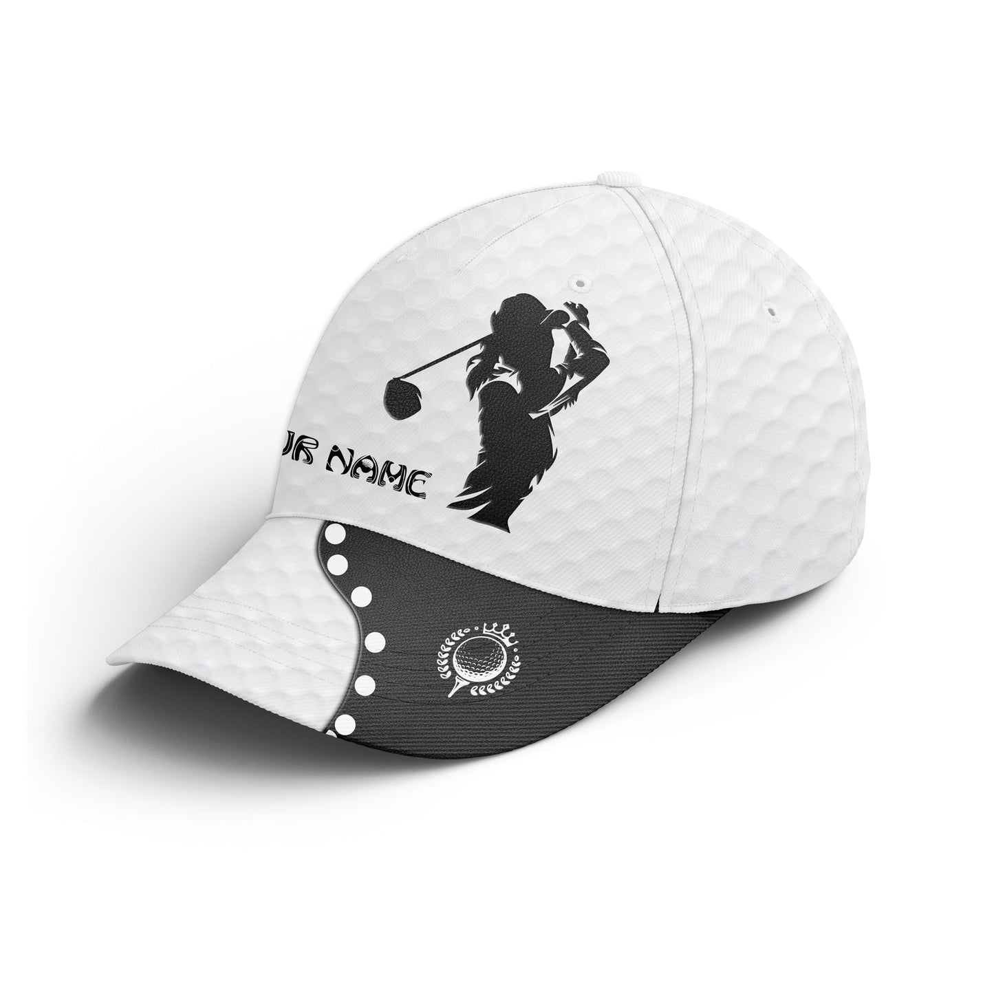 Golf Cap Custom Name Golfer Women, Golf Lover Gifts, Golf Black And White Hats Gifts for Her, Golfer, Him, Friend