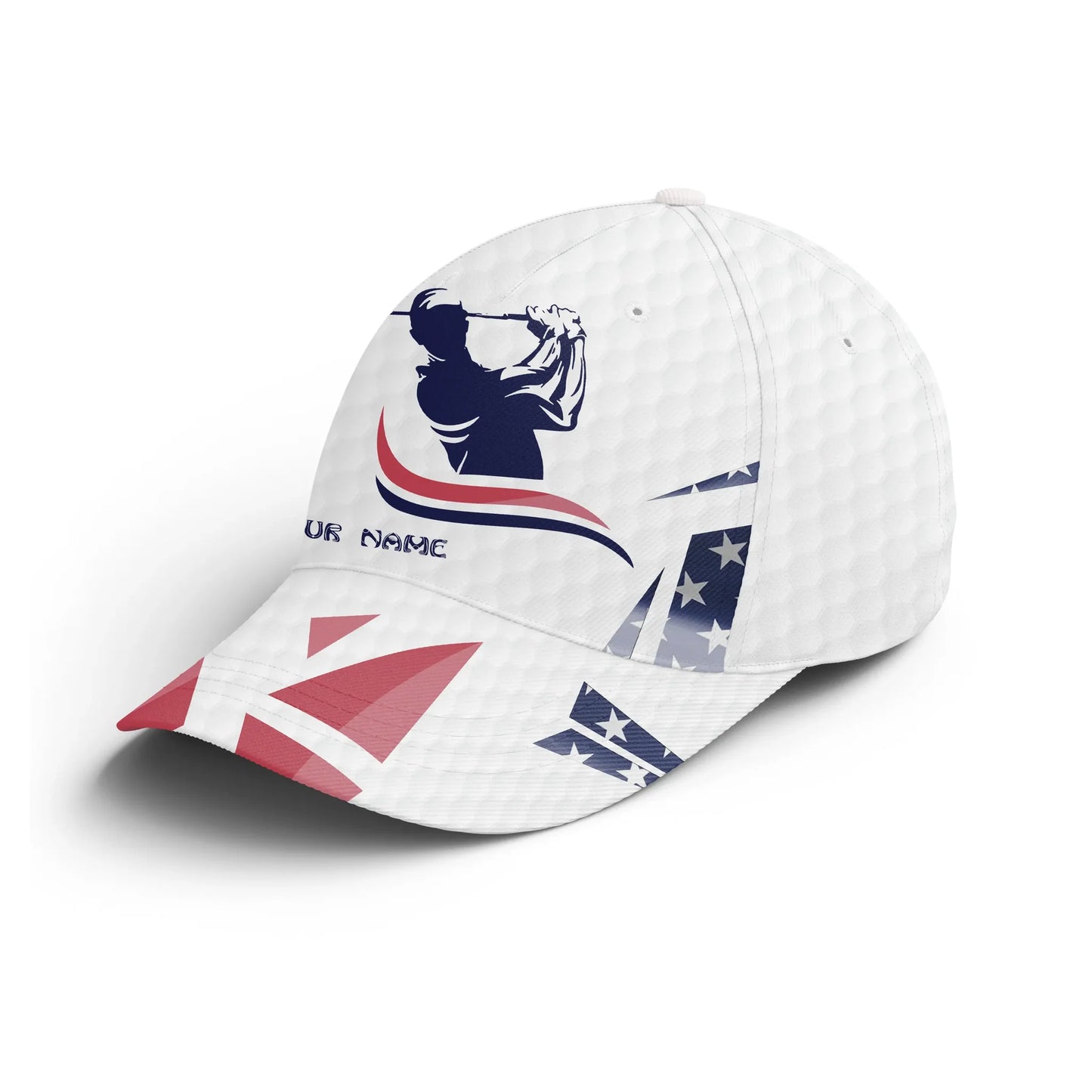 Golf Cap Custom Name Golfer Men, Golf Lover Gifts, American Flag White Golf Hats Gifts for Him, Golfer, Her, Friend
