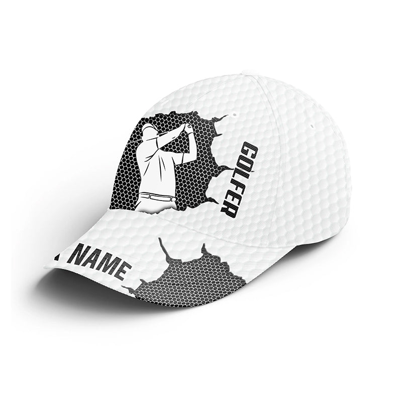 Golf Cap Custom Name For Men, Personalized Golf Lover Gifts, Black White Golf Sun Hats Gifts For Him, Golfer, Her, Friend