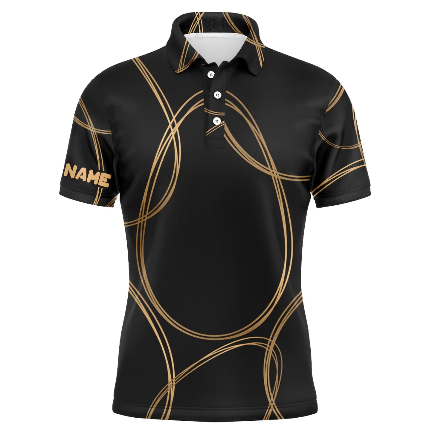 Black Gold Egg Pattern Custom Name Golf Men Polo Shirt - Personalized Gift For Golf Lover, Team, Husband, Boyfriend, Men, Easter's Day