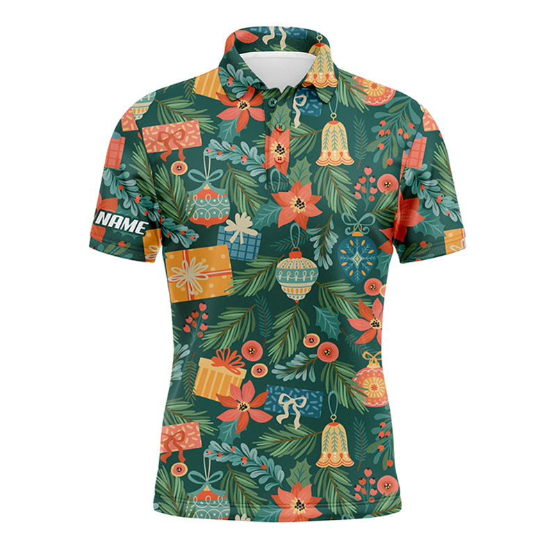 Christmas Golf Men Polo Shirt - Christmas Toys And Gifts Pattern Custom Name Apparel - Personalized Gift For Golf Lover, Team