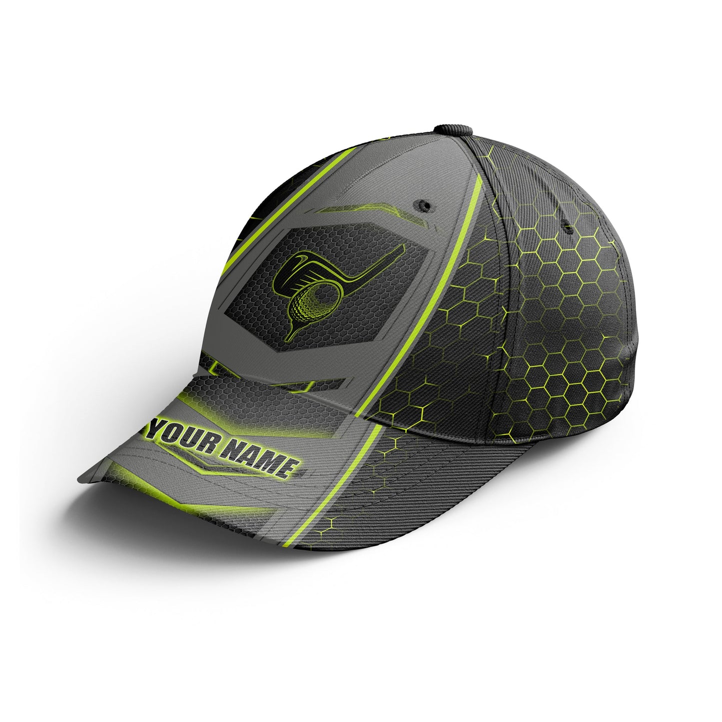 Golf Cap Custom Name For Men And Women, Golf Lover Gifts, Lime Green And Black Golf Hats Gifts For Him, Golfer, Her, Friend