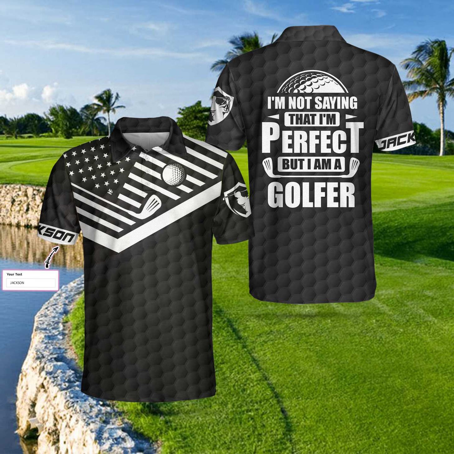 Golfer Custom Polo Shirt, I Am A Golfer Custom Men Polo Shirt, Personalized Black American Flag Polo Shirt, Cool Golf Shirt For Men