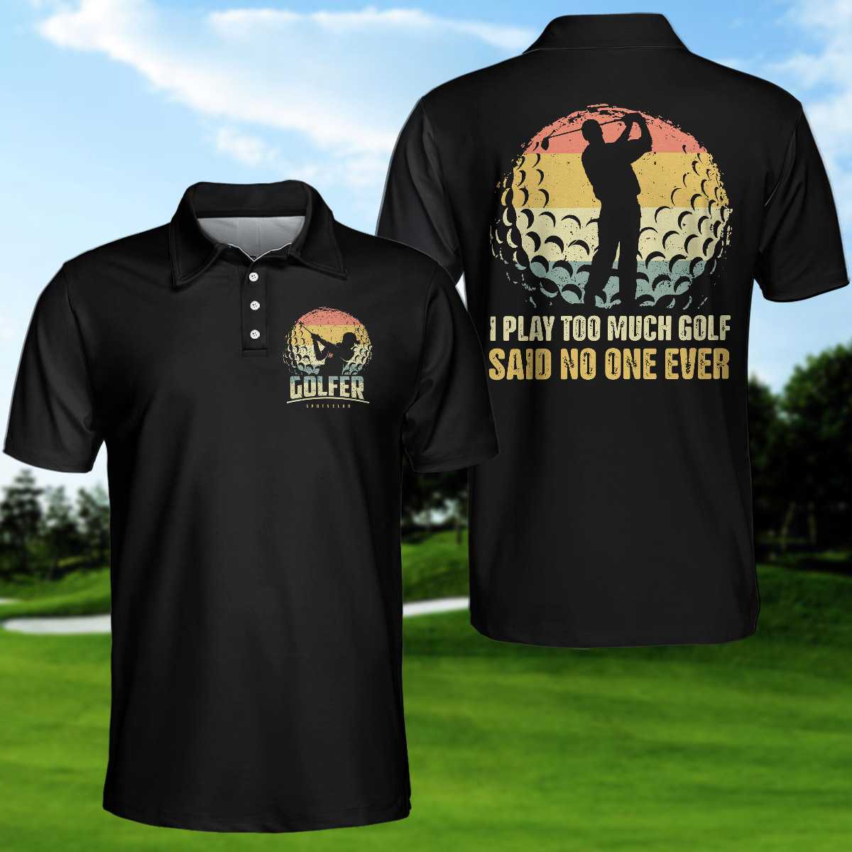 Vintage Palette Golf Ball Men Polo Shirt, I Play Too Much Golf Polo Shirt, Best Golf Shirt For Men, Gift For Golfers