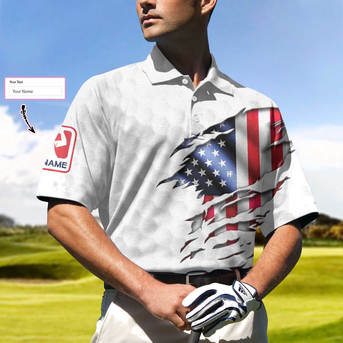 Personalized Jesus Men Polo Shirt, Jesus Is My Savior Golf Is My Therapy Custom Polo Shirt, American Flag Golf Shirt For Good Christians