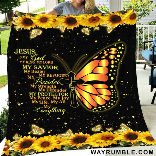 Christian Throw Blanket, Butterfly Blanket, Faith Blanket, God Blanket - Jesus Is My Everything