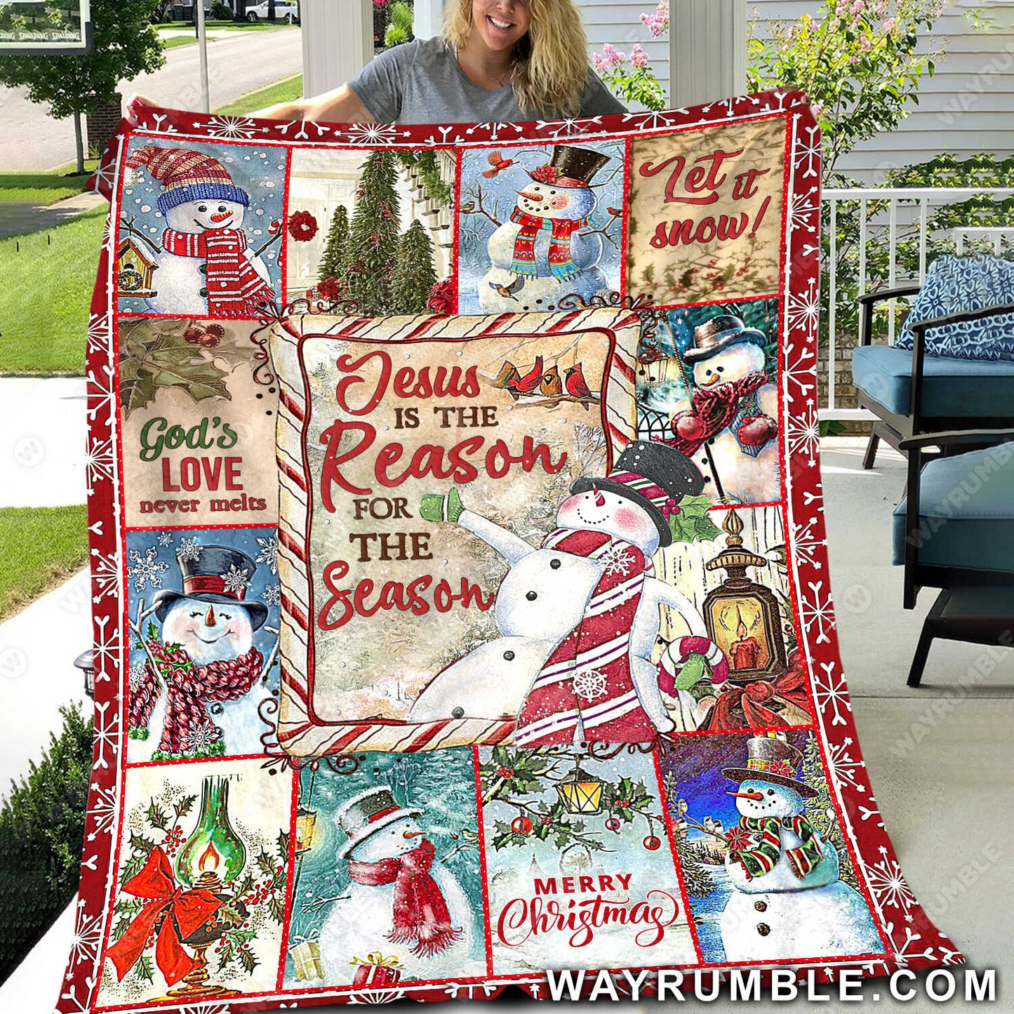 Jesus Christmas Blanket, Christian Throw Blanket, Faith Blanket, Inspirational Gif, Snowman Blanket, Jesus Is The Reason For The Season