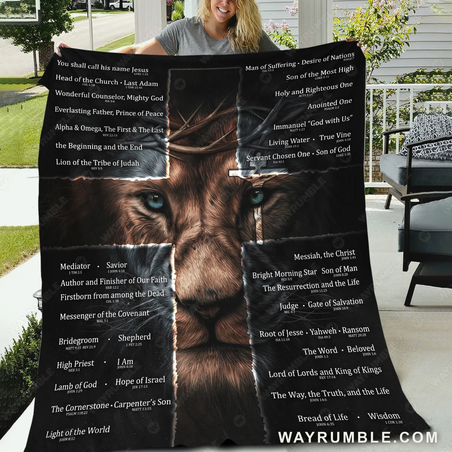 Christian Throw Blanket, Faith Blanket, Jesus Blanket, Inspirational Gift - Lion And Light Cross, The Perfect Combination