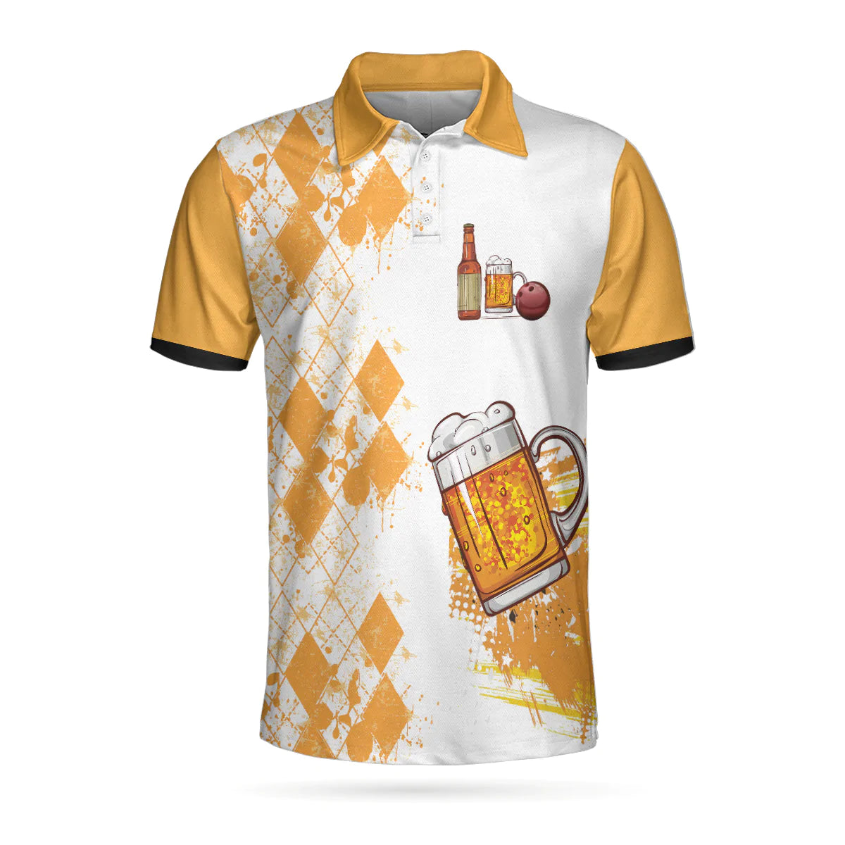 Bowling Men Polo Shirt - Argyle Pattern Beer Bowling Men Polo Shirt, Just Another Beer Drinker With Bowling Addiction Polo Shirt - Perfect Gift For Friend, Family, Bowling Lovers