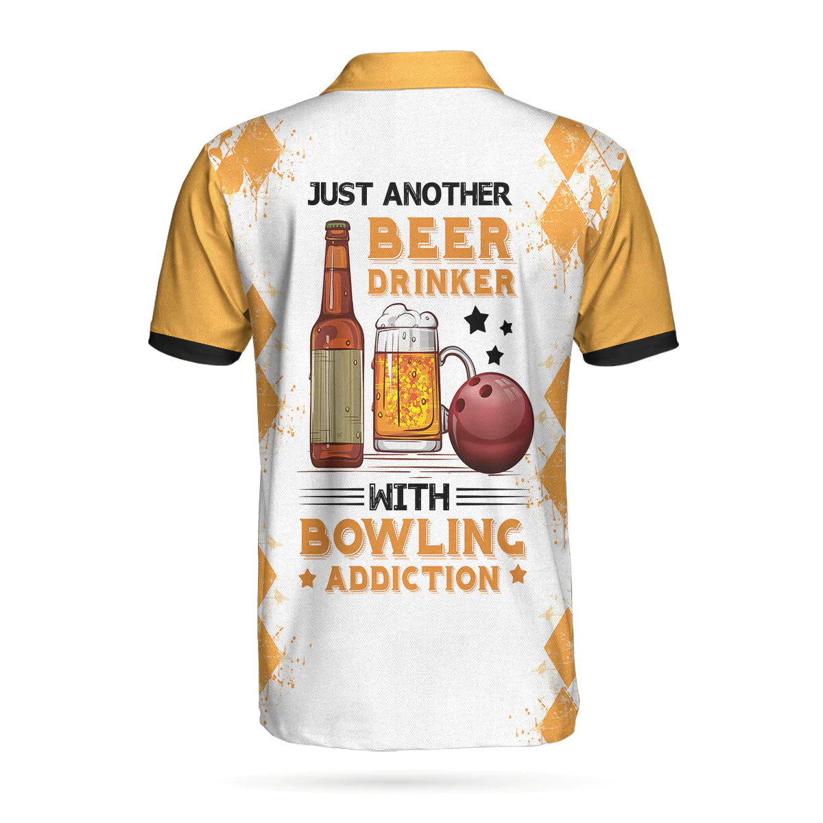 Bowling Men Polo Shirt - Argyle Pattern Beer Bowling Men Polo Shirt, Just Another Beer Drinker With Bowling Addiction Polo Shirt - Perfect Gift For Friend, Family, Bowling Lovers
