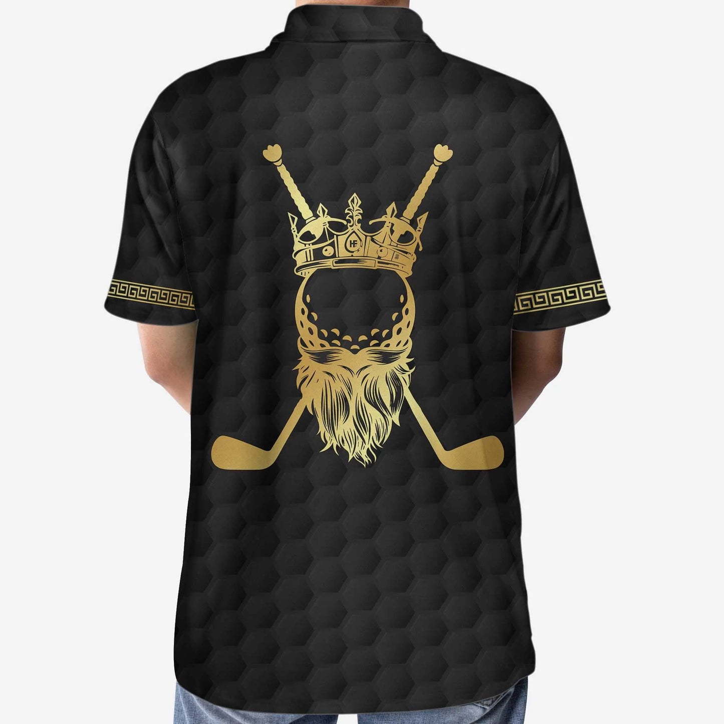Personalized Black Golf Ball Pattern Ball Clubs Men Polo Shirt, King Of Golf Custom Polo Shirt, Crown Royal Golf Polo Shirt For Men, Meaningful Golf Gift For Golfers