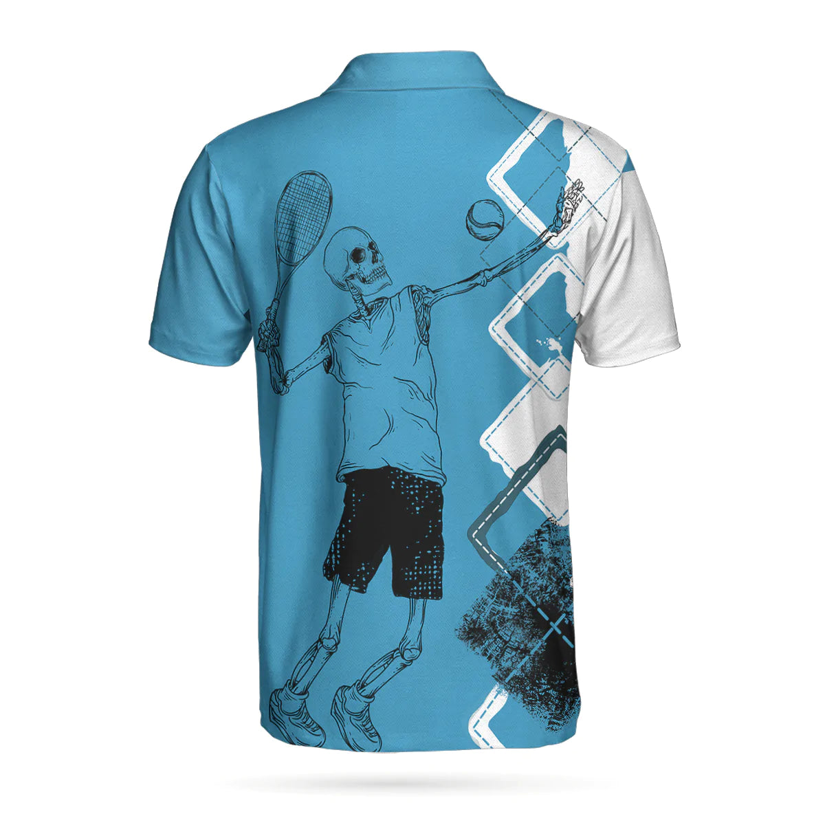 Argyle Pattern Skeleton Tennis Player Men Polo Shirt, Kiss My Ace Tennis Polo Shirt, Best Tennis Shirt For Male