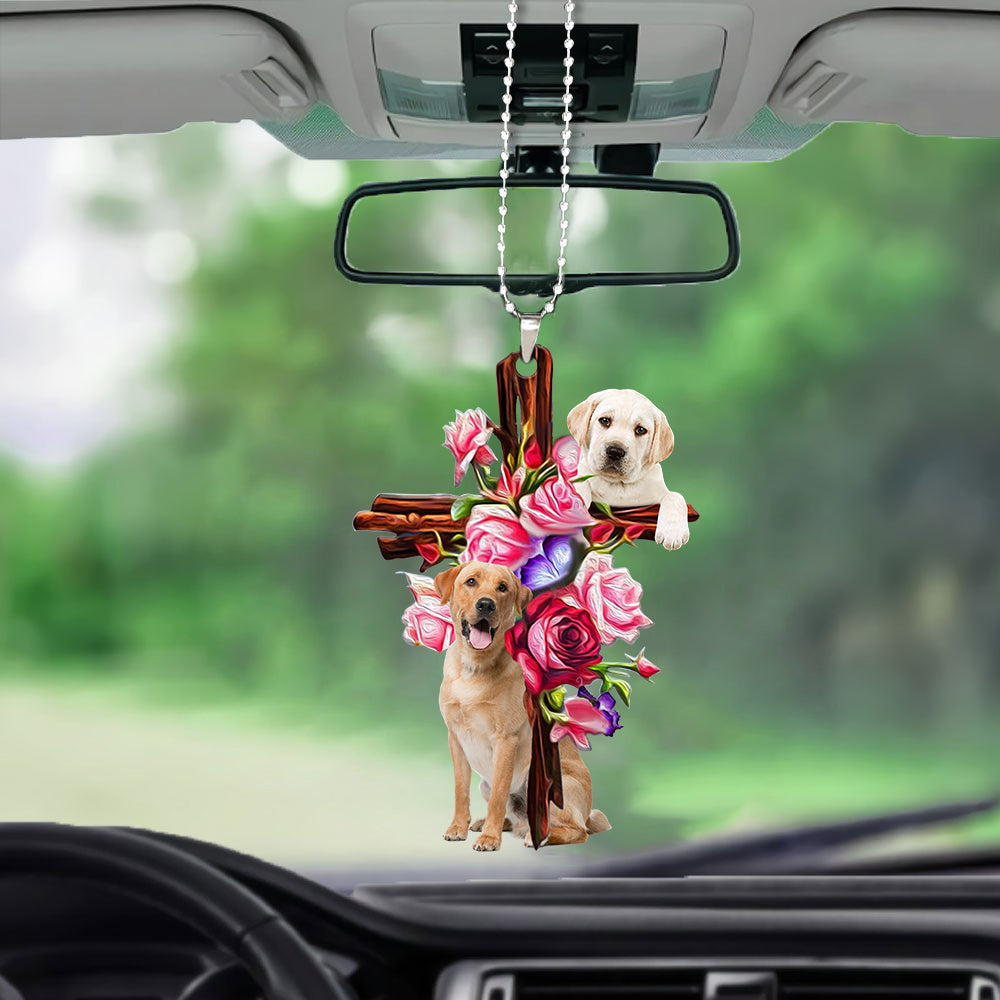 Labrador Retriever Roses and Jesus Ornament - Dog Car Hanging Ornament - Gift For Dog Lovers - Gift For Dog Mom, Dog Lover, Dog Owner