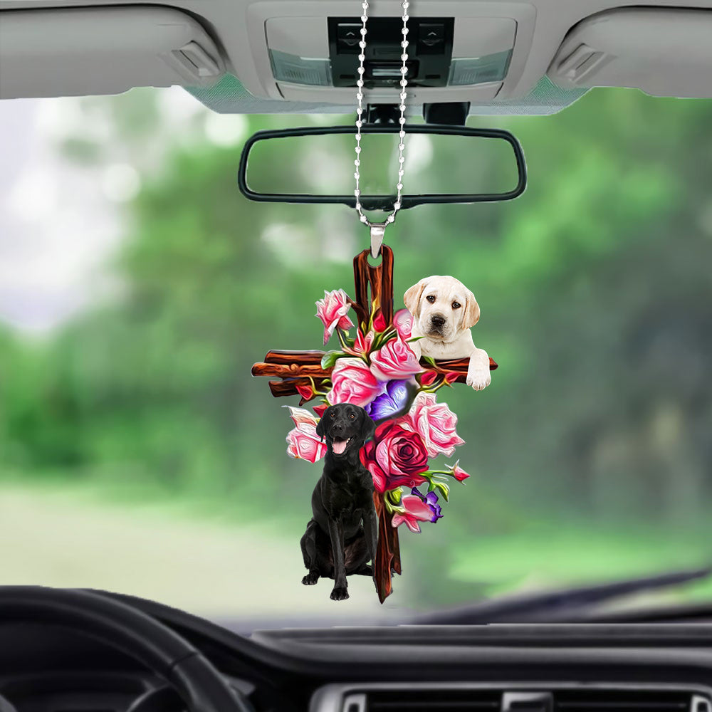 Labrador Retriever Roses and Jesus Ornament - Dog Car Hanging Ornament Car - Gift For Dog Lovers - Gift For Dog Mom, Dog Lover, Dog Owner