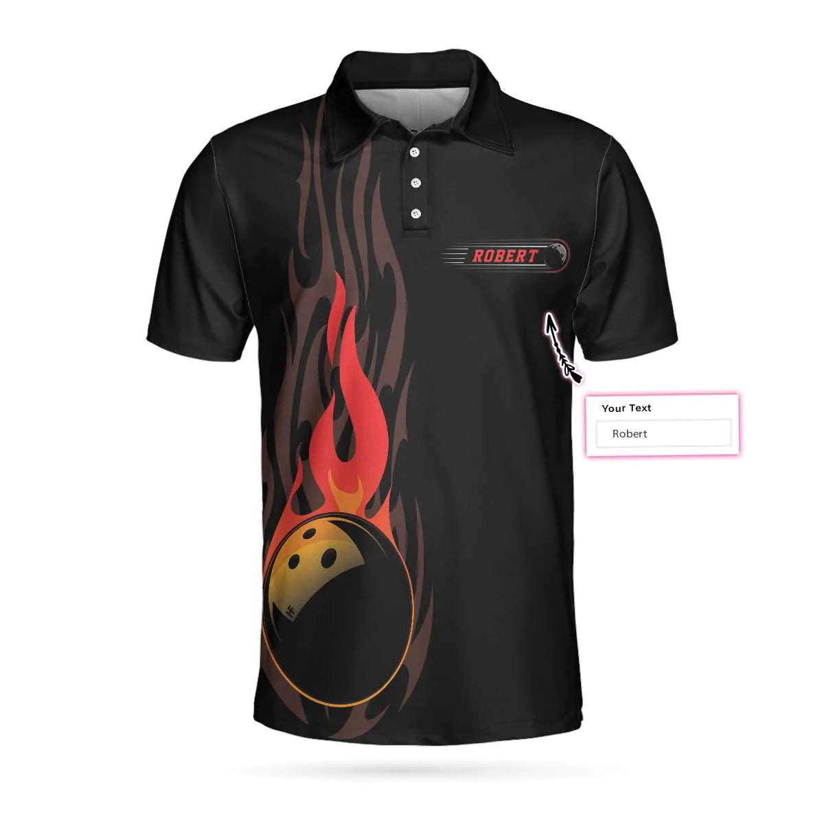 Personalized Fire Bowling Ball Men Polo Shirt, Keep Your Eyes On The Balls Bowling Custom Shirt For Male