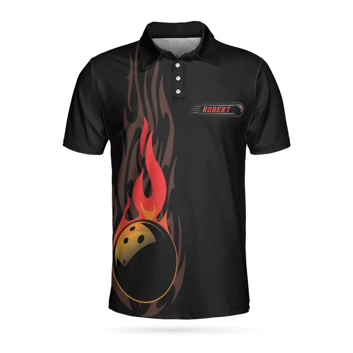 Personalized Fire Bowling Ball Men Polo Shirt, Keep Your Eyes On The Balls Bowling Custom Shirt For Male