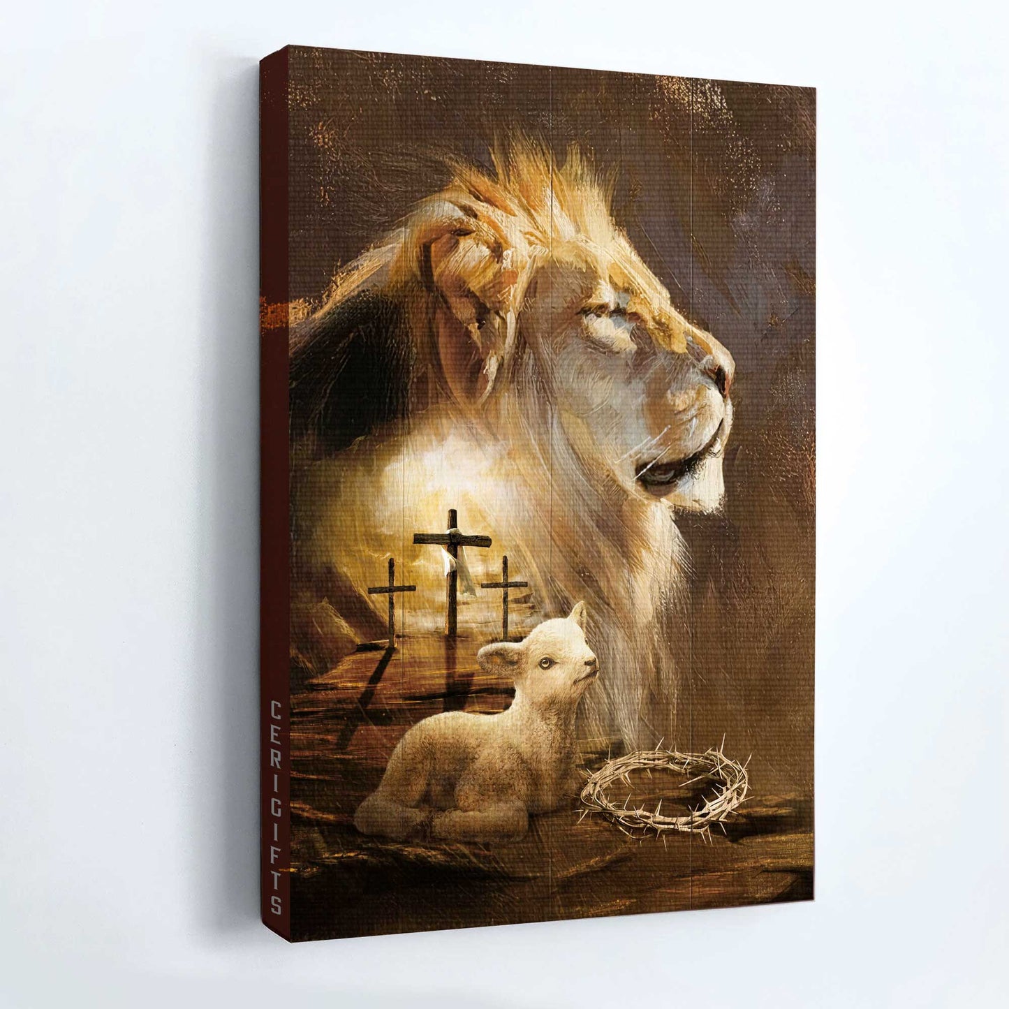 Jesus Portrait Canvas - Lion painting, King of Kings, Lamb drawing, Lion of Judah Portrait Canvas - Gift For Christian Portrait Canvas Prints, Christian Wall Art