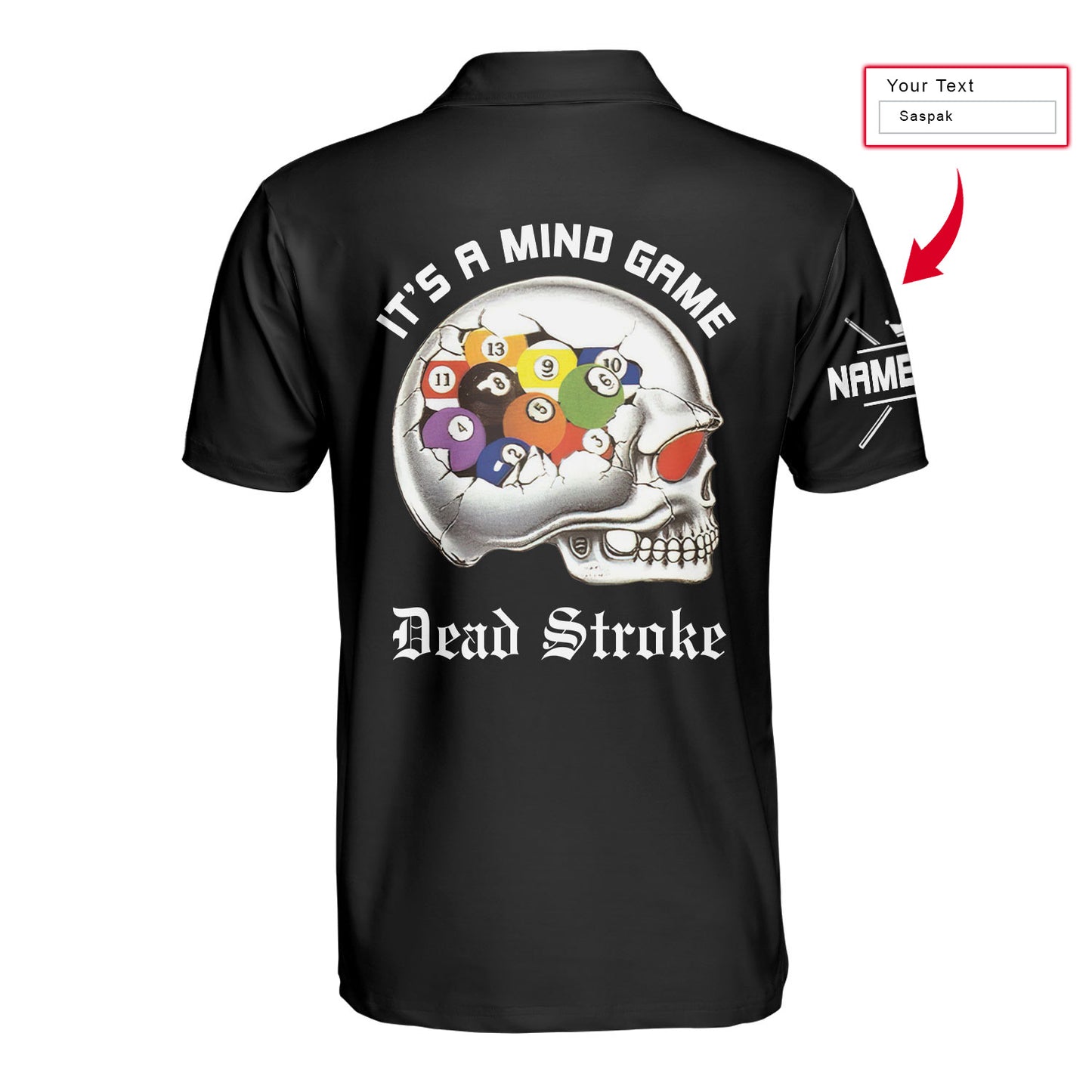 Personalized Argyle Pattern Skull Billiards Pool Men Polo Shirt, It's A Mind Game Dead Stroke Custom Polo Shirt, Best Gift For Billiards Lovers