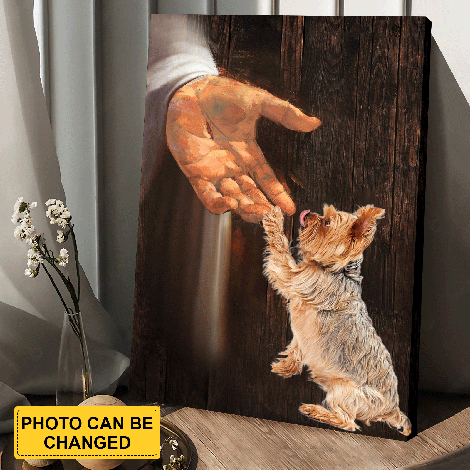 Jesus Portrait Canvas - Dog Lovers - Gift for Dog Lovers - Gift For Christian -  In the hand of God Portrait Canvas