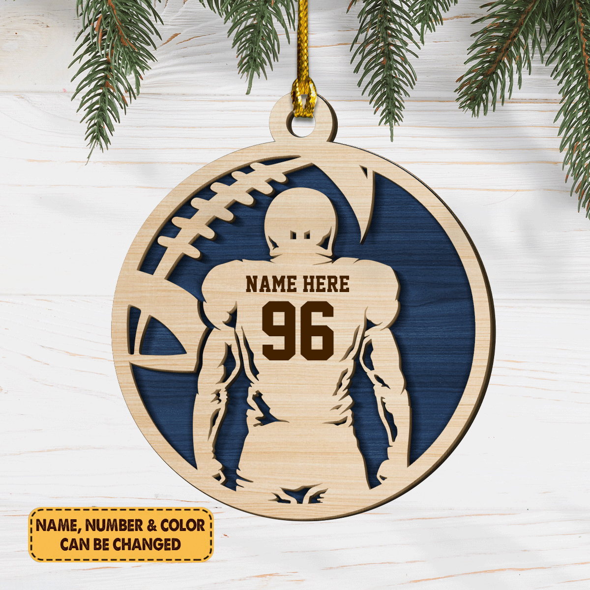 Football Roster Personalized Wood Ornament - Football Team Color With Roster - Custom Gift for Son, Daughter, Nephew, Niece and Football Lovers
