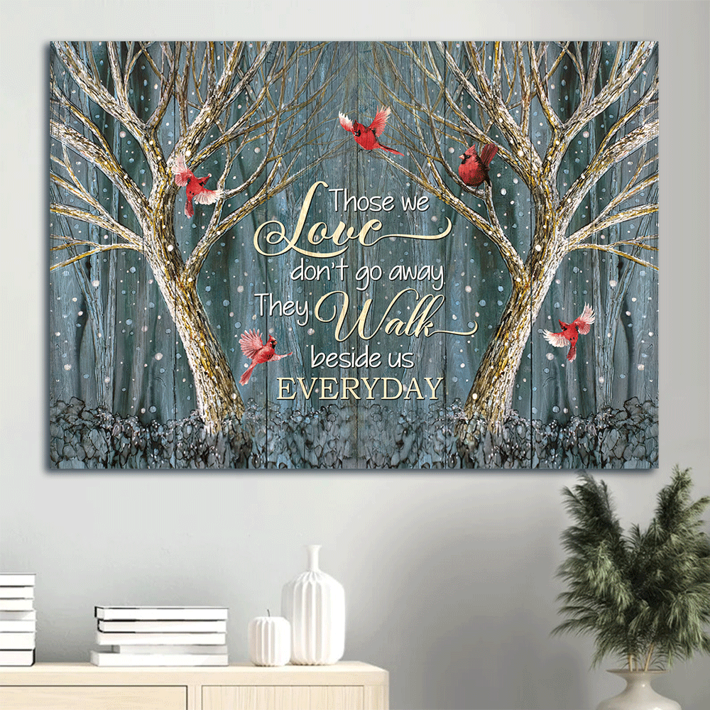 Heaven Landscape Canvas - Magic forest, Winter painting, Red cardinal Canvas - Memorial Gift For Family Members - Those we love don't go away Landscape Canvas