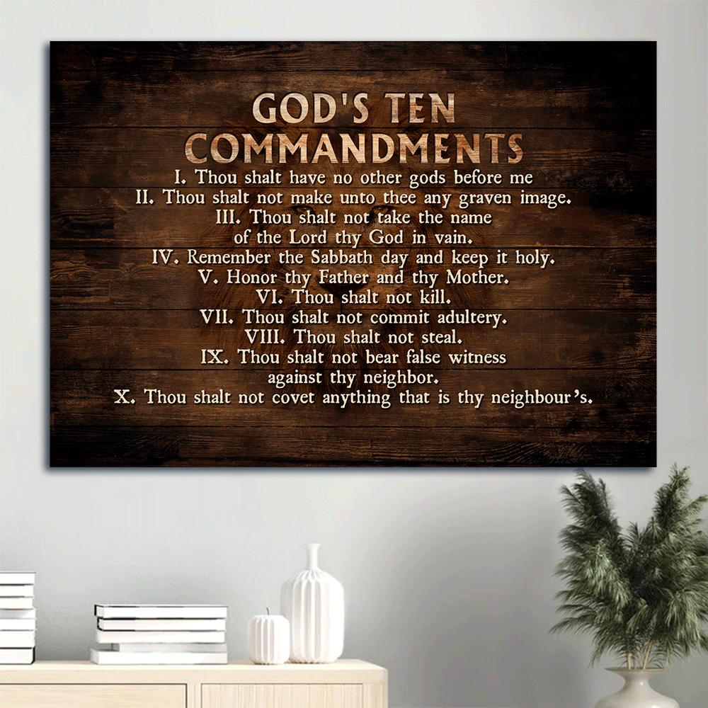 God Landscape Canvas, Christian Wall Art - Jesus, Faith, God Canvas Wall Decor Gift For Christian - God's Ten Commandments Landscape Canvas.