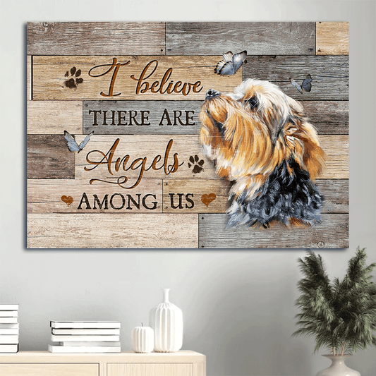 Yorkshire Terrier Landscape Canvas- Lovely Butterfly, Heaven Landscape Canvas- Gift For Members Family- I Believe There Are Angels Among Us